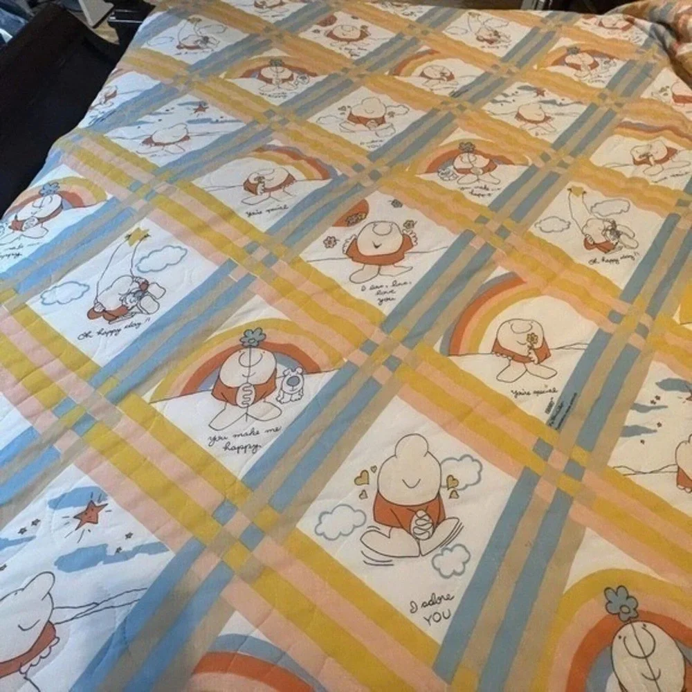 Springmaid‎ Ziggy Full Size Quilted Bedspread Kids Multicolor Vintage Rainbow
